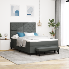 vidaXL Box Spring Ágy Matraccal és Pad Sötétszürke 140x190 cm Szövet ágy és ágykellék