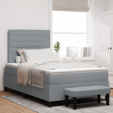 vidaXL Box Spring Ágy Matraccal és Pad Világosszürke 120x190 cm Szövet ágy és ágykellék