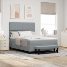 vidaXL Box Spring Ágy Matraccal és Padcsinálat Világosszürke 160x200 cm Szövet ágy és ágykellék