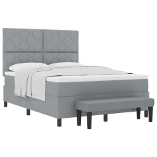 vidaXL Box Spring Ágy Matraccal és Padcsinálat Világosszürke 160x200 cm Szövet (3344156) ágy és ágykellék