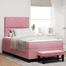 vidaXL Box Spring Ágy Matraccal és Paddal Rózsaszín 120x200 cm Bársony ágy és ágykellék