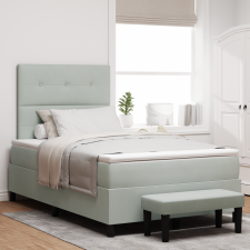 vidaXL Box spring ágy matraccal és paddal, világosszürke, 120x190 cm, bársony ágy és ágykellék