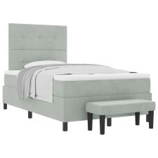 vidaXL Box spring ágy matraccal és paddal, világosszürke, 120x190 cm, bársony (3344498) ágy és ágykellék