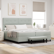 vidaXL Box Spring Ágy Matraccal és Paddal Világosszürkében 200x200 cm Bársony ágy és ágykellék