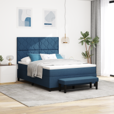vidaXL Box Spring Ágy Matraccal és Padnak Kék 140x190 cm Szövet ágy és ágykellék