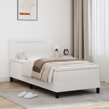 vidaXL Box Spring ágy matraccal, fehér, egyszemélyes, műbőr ágy és ágykellék