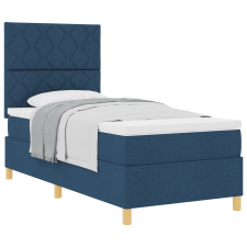 vidaXL Box Spring Ágy Matraccal Kék Egyszemélyes Szövet (3339664) ágy és ágykellék