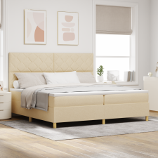 vidaXL Box Spring Ágy matraccal Krém 200x200 cm Szövet ágy és ágykellék