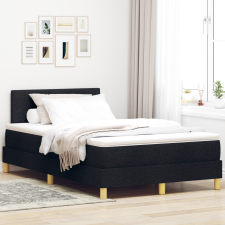 vidaXL Box Spring Ágy Matraccal & LED Fekete 120x190 cm Szövet ágy és ágykellék