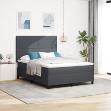 vidaXL Box Spring Ágy Matraccal & LED Fénnyel Sötét Szürke 160x200 cm Bársony anyag ágy és ágykellék