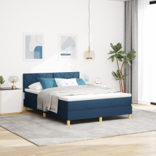 vidaXL Box Spring Ágy Matraccal & LED Kék 140x190 cm Szövet ágy és ágykellék