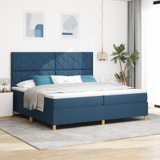 vidaXL Box Spring Ágy Matraccal & LED Kék 200x200 cm Szövet ágy és ágykellék