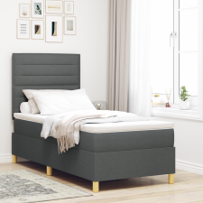 vidaXL Box Spring Ágy Matraccal & LED Sötét Szürke 80x200 cm Szövet ágy és ágykellék