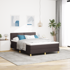 vidaXL Box Spring ágy matraccal & LED sötétbarna 140x190 cm szövet ágy és ágykellék