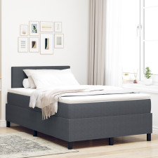 vidaXL Box Spring Ágy matraccal & LED Sötétszürke 120x200 cm Bordázott Anyag ágy és ágykellék