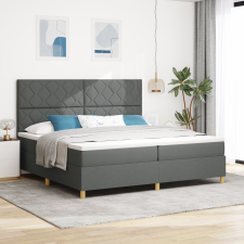 vidaXL Box Spring Ágy Matraccal & LED Sötétszürke 200x200 cm Szövet ágy és ágykellék