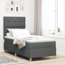 vidaXL Box Spring Ágy matraccal & LED Sötétszürke 80x200 cm Szövet ágy és ágykellék