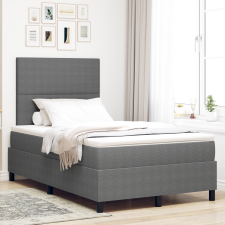vidaXL Box Spring Ágy Matraccal & LED Világítás Szürke 120x200 cm Bordás Szövet ágy és ágykellék