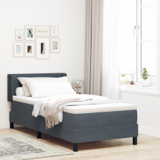 vidaXL Box Spring Ágy Matraccal Sötétszürke 100x200 cm Bársonyos ágy és ágykellék