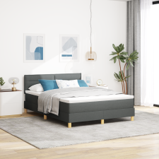 vidaXL Box Spring Ágy matraccal Sötétszürke 140x190 cm Szövet ágy és ágykellék