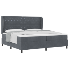 vidaXL Box Spring Ágy Matraccal, Sötétszürke, 200x200 cm, Bársony (3340893) ágy és ágykellék