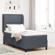 vidaXL Box Spring Ágy Matraccal Sötétszürke 90x200 cm Bársonyos ágy és ágykellék