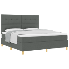 vidaXL Box Spring Ágy matraccal Sötétszürke Szuper King Szövet (3339638) ágy és ágykellék