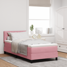 vidaXL Box Spring Ágy Matracokkal és LED Rózsaszín 90x190 cm Bársony ágy és ágykellék