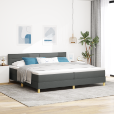 vidaXL Box Spring Ágy Mattal és LED-del Sötét Szürke 200x200 cm Szövet ágy és ágykellék