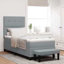 vidaXL Box Spring Ágy Mattal és Padja Világosszürke 100x200 cm Szövet ágy és ágykellék