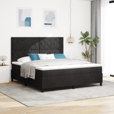 vidaXL Box Spring Ágy Mattal Fekete Szuper Király Bársony ágy és ágykellék
