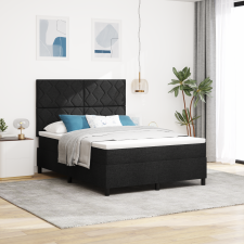 vidaXL Box tavas ágy matraccal fekete 160x200 cm szövet ágy és ágykellék
