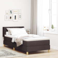 vidaXL Boxrugós ágy fejtámlával sötétbarna 100 x 200 cm Hab és Kárpit ágy és ágykellék
