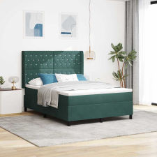 vidaXL Boxrugós ágy fejtámlával Sötétzöld 140 x 190 cm Bársony ágy és ágykellék