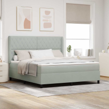 vidaXL Boxrugós ágy fejtámlával Világosszürke 180 x 200 cm Bársony ágy és ágykellék