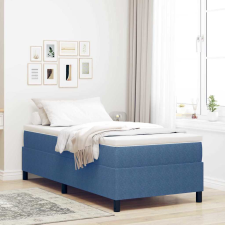 vidaXL Boxrugós ágy Kék, Fehér 203 x 100 x 60 cm Bársony anyag ágy és ágykellék