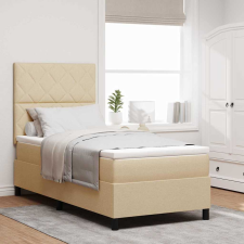 vidaXL Boxrugós ágy matracmal fejtámlával Krém 90 x 190 cm szövet ágy és ágykellék
