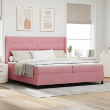 vidaXL Boxrugós ágy matracmal leddel Rózsaszín 200 x 200 cm Bársony ágy és ágykellék