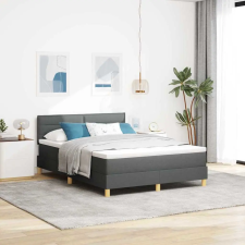 vidaXL Boxrugós ágy párnával Sötétszürke 140 x 190 cm szövet ágy és ágykellék
