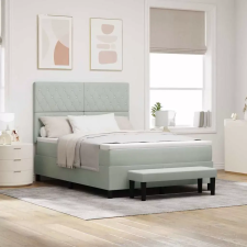  vidaXL Boxrugós ágy párnával Világosszürke 200 x 140 cm Bársony ágy és ágykellék
