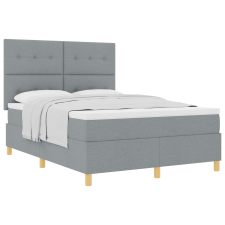 vidaXL Boxspring Ágy Matrac 140x200 cm Világosszürke Textil (3339623) ágy és ágykellék