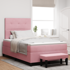 vidaXL Boxspring Ágy Matrac és Pad Rózsaszín 120x200 cm Bársony ágy és ágykellék