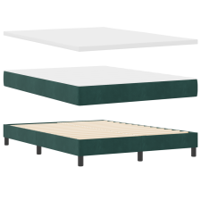 vidaXL Boxspring Ágy Matrac Ezüst Zöld 140x200 cm Bársony (3340391) ágy és ágykellék
