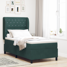 vidaXL Boxspring Ágy Matrac Kárpitozás Sötétzöld, 100x200 cm ágy és ágykellék