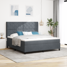 vidaXL Boxspring Ágy Matrac Kép sötétszürke 180x200 cm bársony ágy és ágykellék
