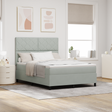 vidaXL Boxspring Ágy Matrac Könnyű Szürke 140x190 cm Bársony ágy és ágykellék