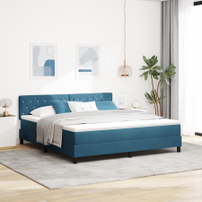 vidaXL Boxspring Ágy Matrac Közép Kék Szuper Király Bársony ágy és ágykellék