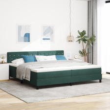 vidaXL Boxspring Ágy Matrac Közepes Zöld 200x200 cm Velúr ágy és ágykellék
