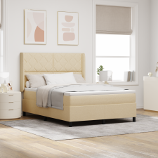vidaXL Boxspring Ágy Matrac Krémszínű 140x190 cm Szövet ágy és ágykellék