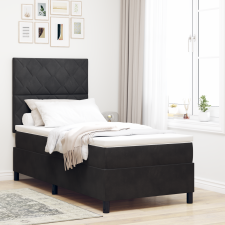 vidaXL Boxspring Ágy Matrac & LED Fekete 100x200 cm Bársony ágy és ágykellék